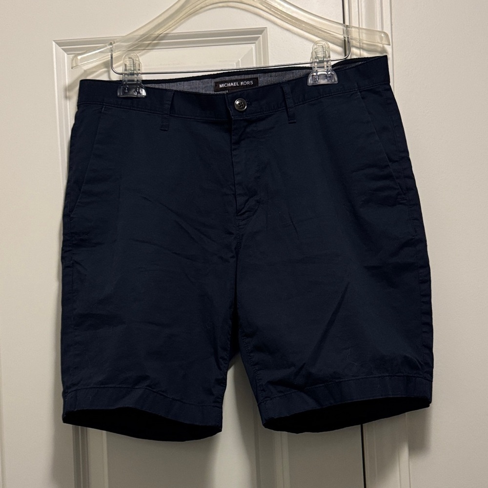 Michael Kors Men's Dark Blue Flat Front Shorts
